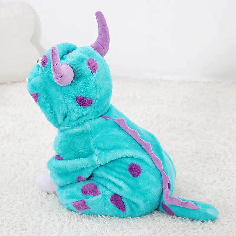 New Baby Blue Fleece One-Piece Monster Outfit